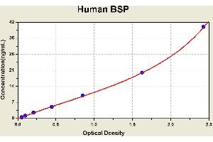 Diagramm of the ELISA kit to detect Human BSPwith the optical density on the x-axis and the concentration on the y-axis. (IBSP ELISA 试剂盒)
