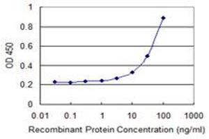 Detection limit for recombinant GST tagged DNAJB9 is 1 ng/ml as a capture antibody. (DNAJB9 抗体  (AA 114-223))