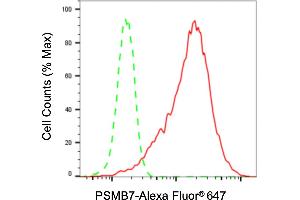 Flow cytometric analysis of PSMB7 expression in HepG2 cells using PSMB7 antibody (ABIN7799954), 1:2,000).