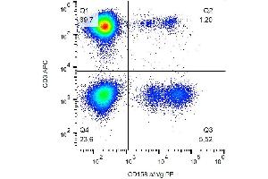 Surface staining of human peripheral blood with anti-CD158a/g/h (HP-MA4) PE. (CD158a/g/h 抗体 (PE))