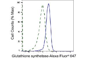 Validation of Glutathione synthetase knockdown using flow cytometry. (Recombinant Glutathione Synthetase 抗体)