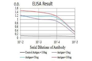 Black line: Control Antigen (100 ng),Purple line: Antigen (10 ng), Blue line: Antigen (50 ng), Red line:Antigen (100 ng) (CD40 Ligand 抗体  (AA 47-261))