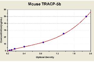 Diagramm of the ELISA kit to detect Mouse TRACP-5bwith the optical density on the x-axis and the concentration on the y-axis. (ACP5 ELISA 试剂盒)
