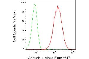 Flow cytometric analysis of Adducin 1 expression in HT- cells using Adducin 1 antibody (ABIN7797513), 1:2,000). (alpha Adducin 抗体)
