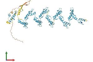 AlphaFold protein structure predicition of Human Recombinant ZNF573 Protein, UniprotID Q86YE8