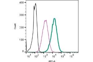 Cell surface detection of TREM2 by direct flow cytometry in live intact mouse  microglia cells: + Rabbit IgG isotype control-APC (ABIN7582043).
