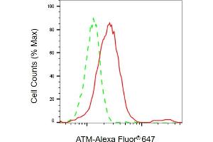 Flow cytometric analysis of ATM expression in HepG2 cells using ATM antibody ( (ABIN7797667), 1:2,000). (Recombinant ATM 抗体)