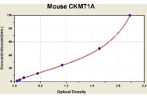 Diagramm of the ELISA kit to detect Mouse CKMT1Awith the optical density on the x-axis and the concentration on the y-axis. (CKMT1A ELISA 试剂盒)
