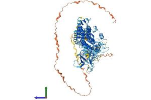 AlphaFold protein structure predicition of Mouse Recombinant Dnm3 Protein, UniprotID Q8BZ98