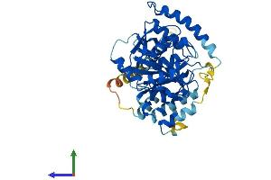 AlphaFold protein structure predicition of Human Recombinant B4GAT1 Protein, UniprotID O43505