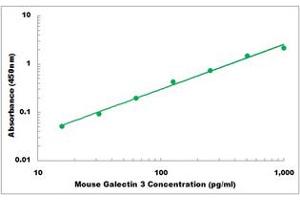 Representative Standard Curve (Galectin 3 ELISA 试剂盒)