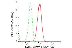 Flow cytometric analysis of Rab9 expression in HepG2 cells using Rab9 antibody (ABIN7800109), 1:2,000). (Recombinant RAB9A 抗体)