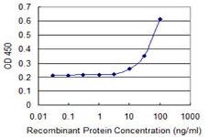 Detection limit for recombinant GST tagged ARHGEF5 is 3 ng/ml as a capture antibody. (ARHGEF5 抗体  (AA 1-519))