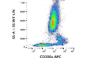 Surface staining of human peripheral blood cells with anti-CD300a (MEM-260) APC. (CD300a 抗体  (APC))