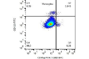 Flow cytometry analysis (surface staining) of CD85g in human buffy coat cells with anti-CD85g (17G10. (LILRA4 抗体)