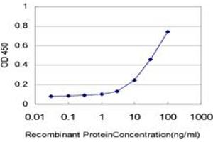 Detection limit for recombinant GST tagged EIF5 is approximately 1ng/ml as a capture antibody. (EIF5 抗体  (AA 1-431))