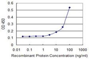 Detection limit for recombinant GST tagged DFNA5 is 3 ng/ml as a capture antibody. (DFNA5 抗体  (AA 111-200))