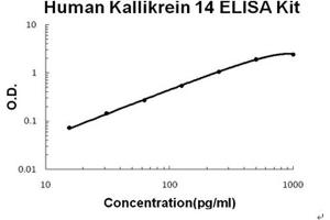 Human Kallikrein 14 Accusignal ELISA Kit Human Kallikrein 14 AccuSignal ELISA Kit standard curve. (Kallikrein 14 ELISA 试剂盒)