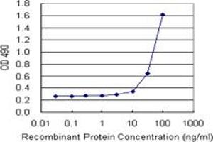 Sandwich ELISA detection sensitivity ranging from 10 ng/mL to 100 ng/mL. (TNF (人) Matched Antibody Pair)