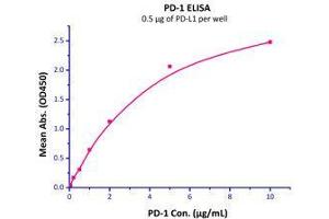 Binding Studies (Bind) image for Programmed Cell Death 1 (PDCD1) (AA 25-167) (Active) protein (Fc Tag) (ABIN2181607)