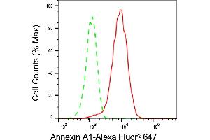 Flow cytometric analysis of Annexin A1 expression in HepG2 cells using Annexin A1 antibody (ABIN7797614), 1:2,000). (Recombinant Annexin a1 抗体)