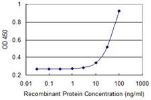 Detection limit for recombinant GST tagged LATS1 is approximately 10ng/ml as a capture antibody.
