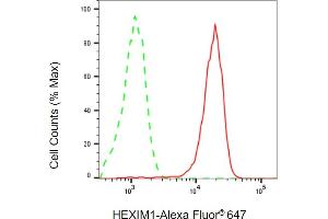 Flow cytometric analysis of HEXIM1 expression in HepG2 cells using HEXIM1 antibody (ABIN7798905), 1:2,000).