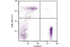 Human peripheral blood lymphocytes were stained with Mouse Anti-Human CD8-APC/CY7. (CD8 抗体  (APC-Cy7))