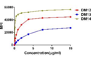 Affinity ranking of different Rabbit anti-CD22 mAb clones by titration of different concentration onto Raji cells. (CD22 抗体  (AA 20-687))