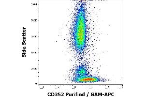 Flow cytometry surface staining pattern of human peripheral whole blood stained using anti-human CD352 (hsF6. (SLAMF6 抗体)