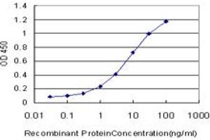Detection limit for recombinant GST tagged GCM1 is approximately 0. (GCM1 抗体  (AA 108-166))