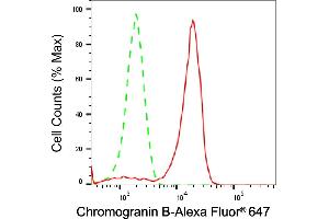 Flow cytometric analysis of Chromogranin B expression in HeLa cells using Chromogranin B antibody (ABIN7798073), 1:2,000). (Recombinant CHGB 抗体)