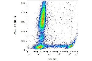 Surface staining of human peripheral blood using anti-human CD8 (clone MEM-31) APC. (CD8 抗体  (APC))