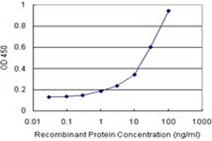 Sandwich ELISA detection sensitivity ranging from 3 ng/mL to 100 ng/mL.