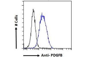 ABIN6391413 Flow cytometric analysis of paraformaldehyde fixed HeLa cells (blue line), permeabilized with 0. (PDGFB 抗体  (C-Term))