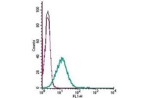 Cell surface detection of GABA(B) Receptor 1 by indirect flow cytometry in live intact mouse BV-2 microglia cells: (black line) Cells. (GABBR1 抗体  (Extracellular))