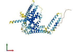 AlphaFold protein structure predicition of Mouse Recombinant Lmbr1 Protein, UniprotID Q9JIT0