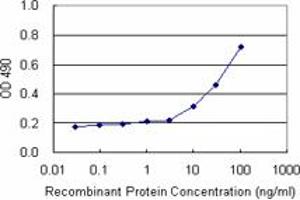 Sandwich ELISA detection sensitivity ranging from 10 ng/mL to 100 ng/mL. (FADD (人) Matched Antibody Pair)