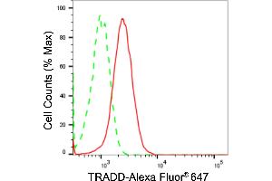 Flow cytometric analysis of TRADD expression in HT- cells using TRADD antibody (ABIN7800568), 1:2,000).