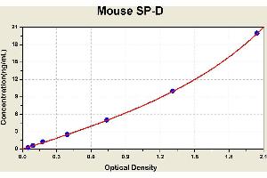 Diagramm of the ELISA kit to detect Mouse SP-Dwith the optical density on the x-axis and the concentration on the y-axis. (SFTPD ELISA 试剂盒)