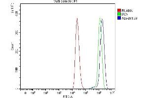 Flow Cytometry analysis of THP-1 cells using anti-ADAMTS9 antibody (ABIN7601105).