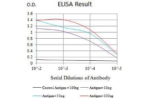 Black line: Control Antigen (100 ng),Purple line: Antigen (10 ng), Blue line: Antigen (50 ng), Red line:Antigen (100 ng) (CD8 alpha 抗体  (AA 22-182))