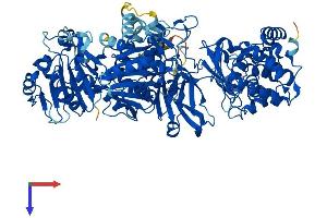 AlphaFold protein structure predicition of Mouse Recombinant Tcaf2 Protein, UniprotID Q921K8