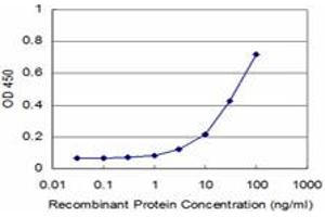 Detection limit for recombinant GST tagged GHRL is approximately 3ng/ml as a capture antibody. (Ghrelin 抗体  (AA 24-117))