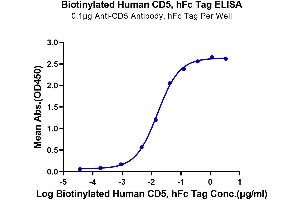 Immobilized Anti-CD5 Antibody, hFc Tag at 1 μg/mL (100 μL/well) on the plate. (CD5 Protein (CD5) (Fc-Avi Tag,Biotin))