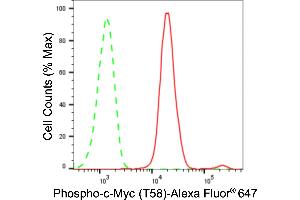 Flow cytometric analysis of Phospho-c-Myc (T58) expression in HAP-1 cells using Phospho-c-Myc (T58) antibody (ABIN7799504), 1:2,000). (Recombinant c-MYC 抗体  (pThr58))