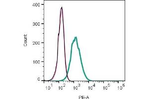 Cell surface detection of ACVRL1 by indirect flow cytometry in live intact mouse J774 macrophage cell line: + goat-anti-rabbit-PE.