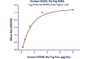 Immobilized Human HVEM, Strep Tag  with a linear range of 0.