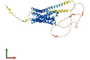 AlphaFold protein structure predicition of Mouse Recombinant Htr6 Protein, UniprotID Q9R1C8