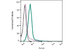 Cell surface detection of NPSR1 by indirect flow cytometry in live intact human  monocytic leukemia cell line: + goat-anti-rabbit-FITC.